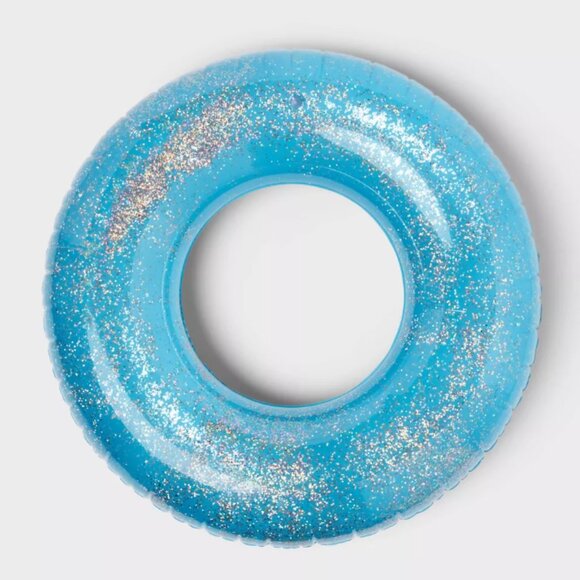 42" Ring Tube with Glitter - Sun Squad Light Blue: Inflatable Pool Toy - NIB - Picture 2 of 5